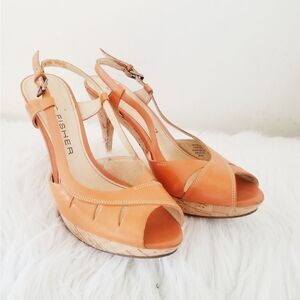 Marc Fisher high heeled sling back open toe